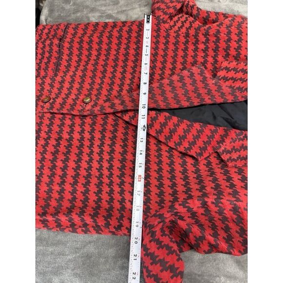 The Limited Women's 100% Leather Red Houndstooth Blazer Jacket Lined Size M - Picture 12 of 15